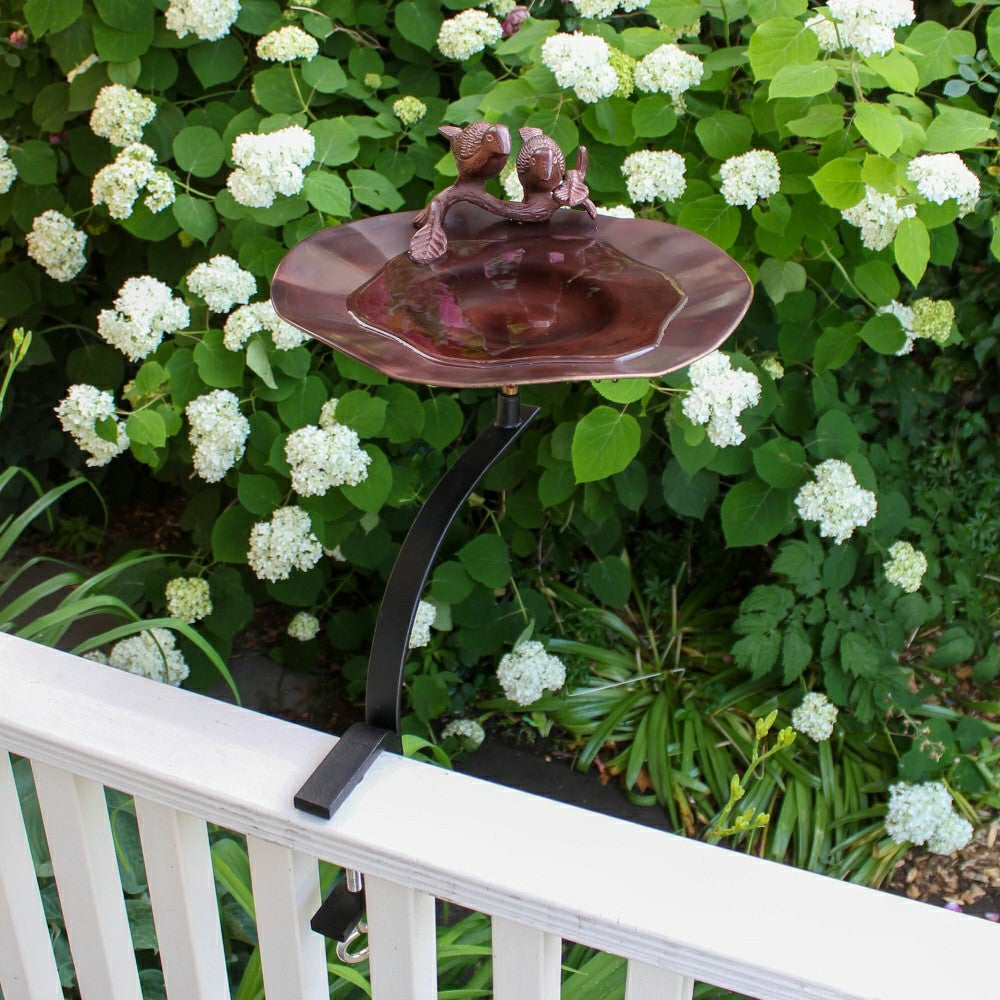 Antiqued Birdbath & Railing Bracket | Plow & Hearth