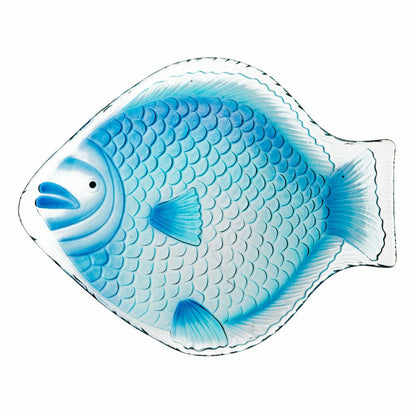 Blue Coastal Birdbath, Blue Fish Glass Birdbath, 18" | Plow & Hearth