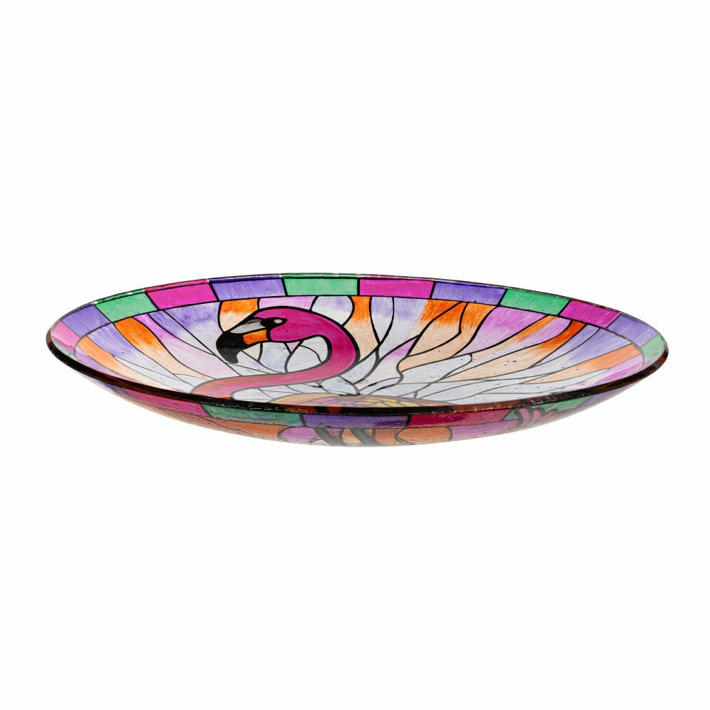 Palm Beach Birdbath, Stained Glass Flamingo Birdbath, 18" | Plow & Hearth