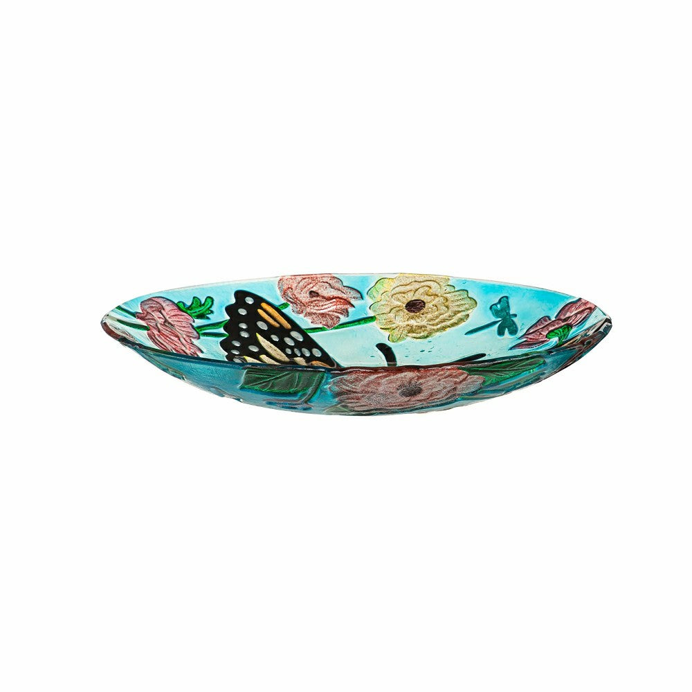 18" Glitter Hand Painted and Embossed Bird Bath, Butterfly | Plow & Hearth