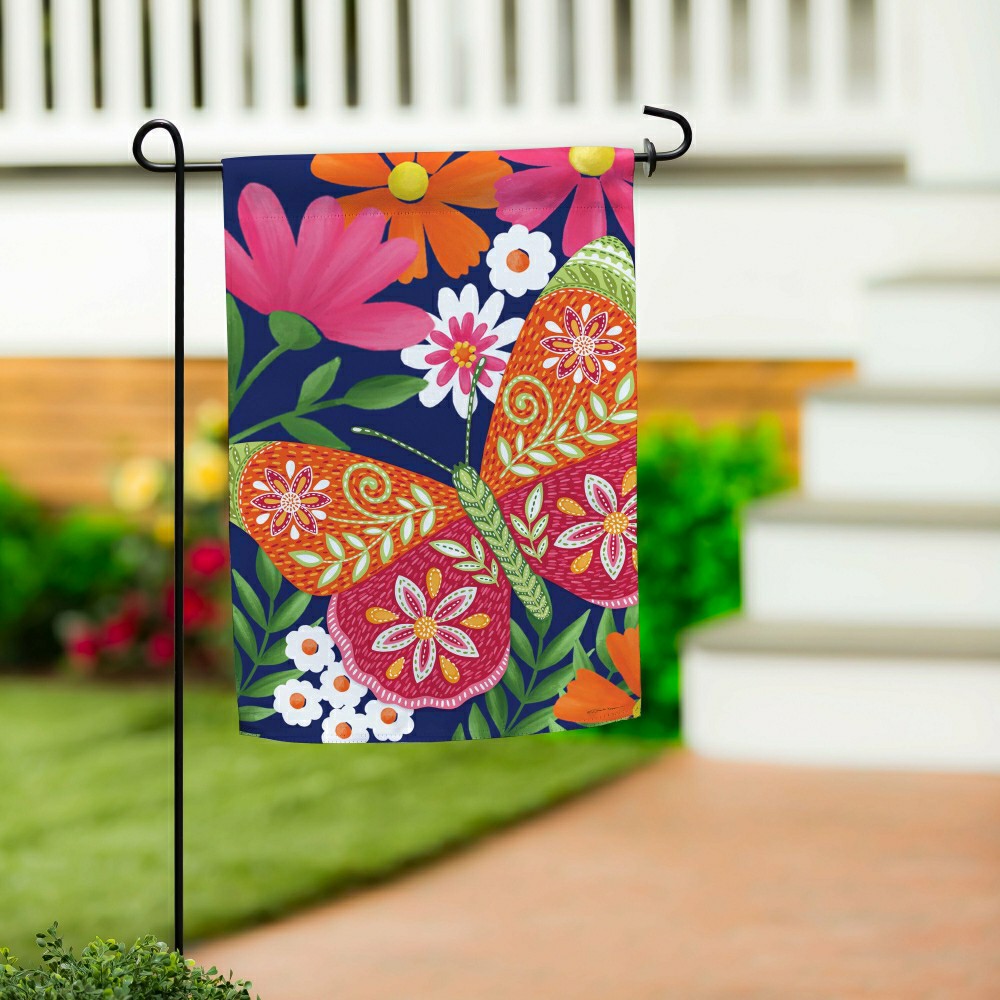 Bloom & Burst Suede Garden Flag Front & Back | Plow & Hearth