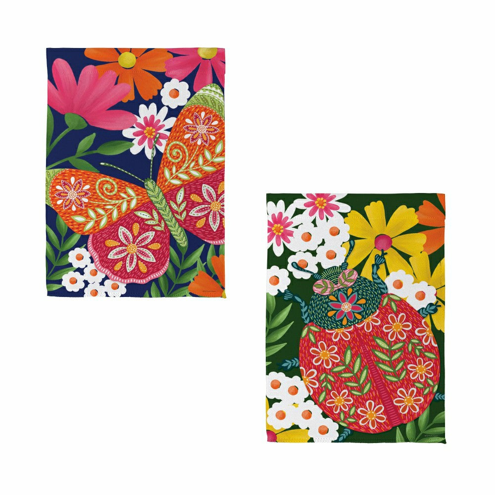 Bloom & Burst Suede Garden Flag Front & Back | Plow & Hearth