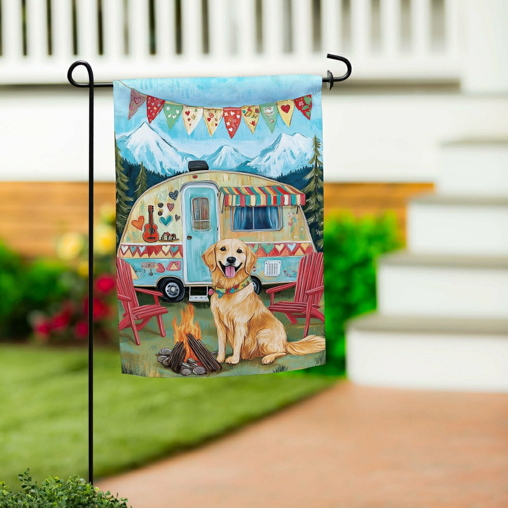 Camping Dog Suede Garden Flag | Plow & Hearth