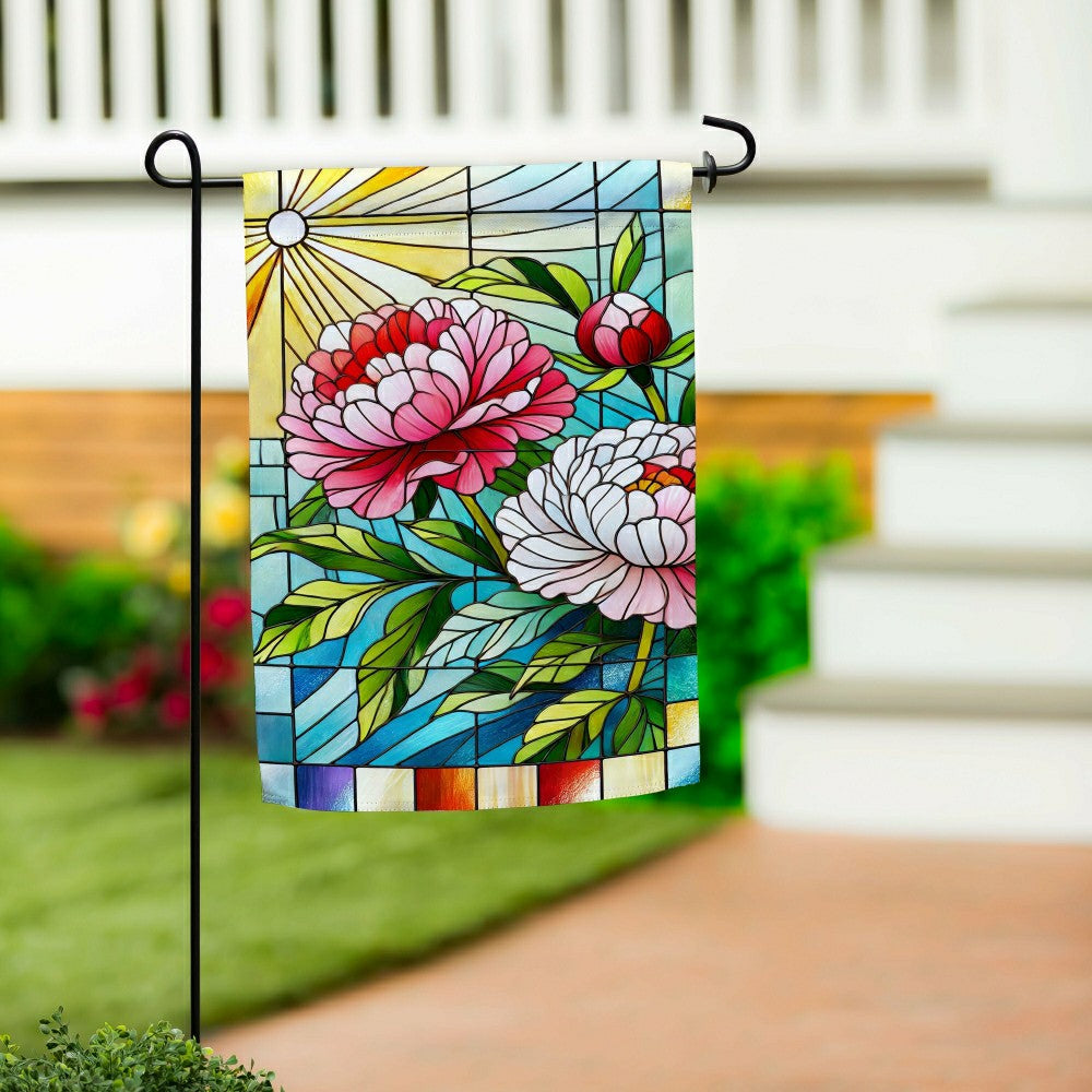 Floral Stained Glass Suede Garden Flag | Plow & Hearth