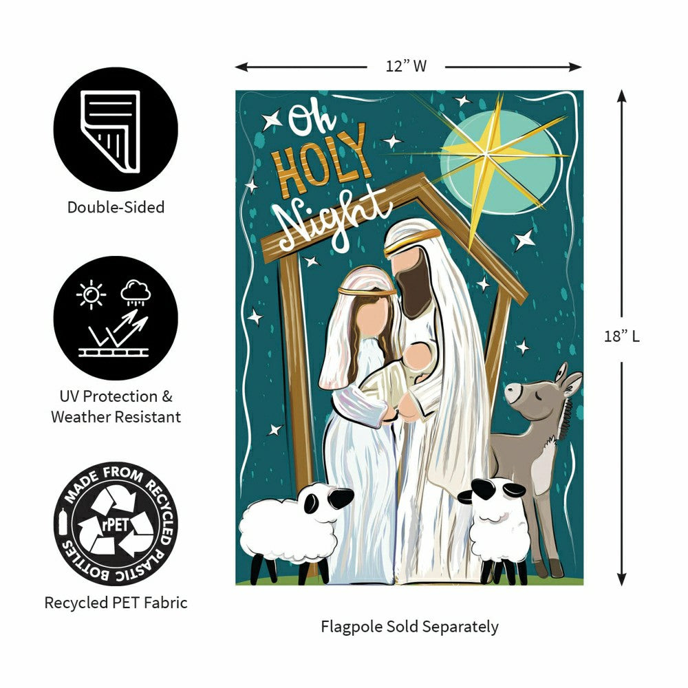 Oh Holy Night Burlap Garden Flag | Plow & Hearth