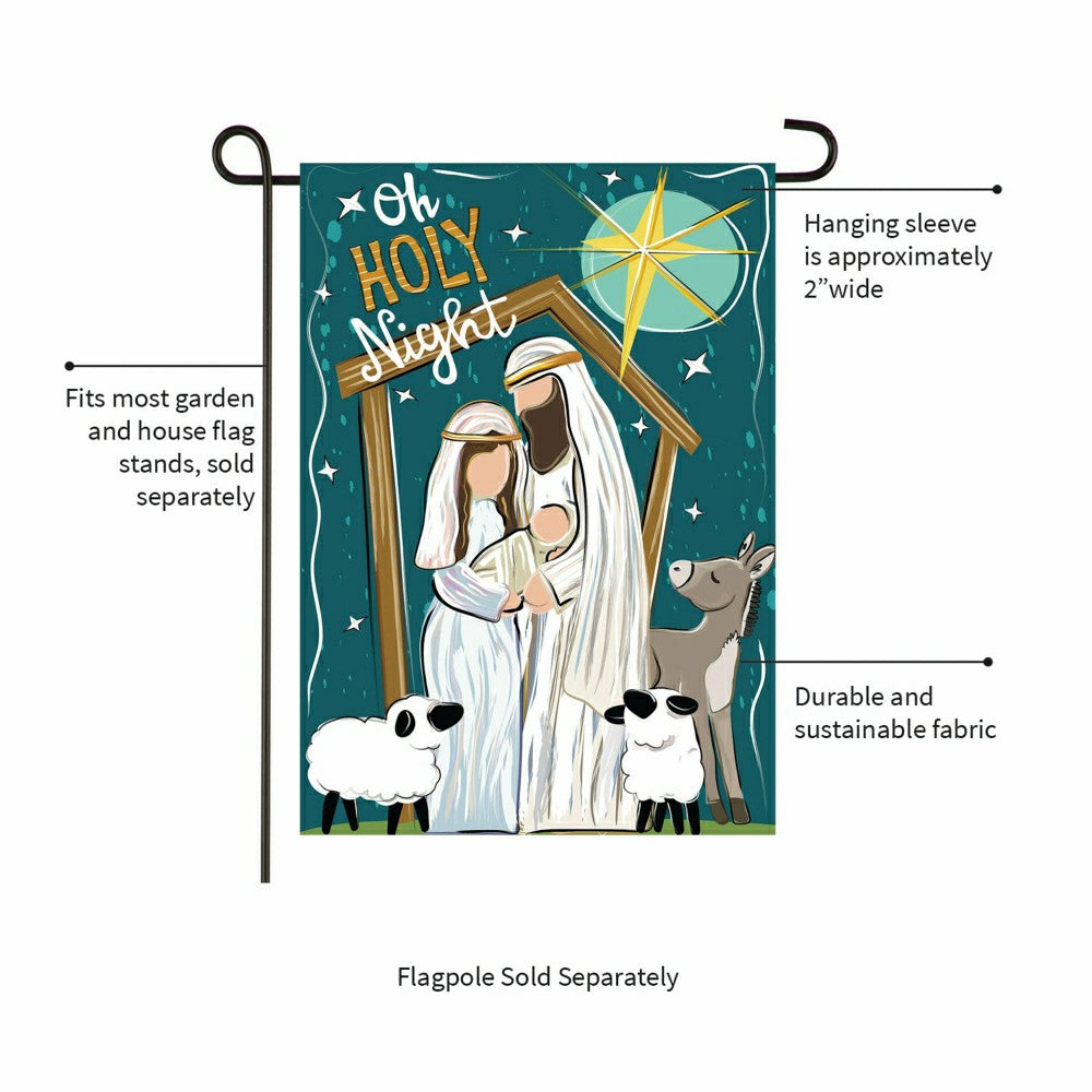 Oh Holy Night Burlap Garden Flag | Plow & Hearth