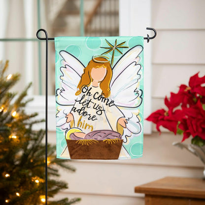 Oh Come Let Us Adore Him Applique Garden Flag | Plow & Hearth