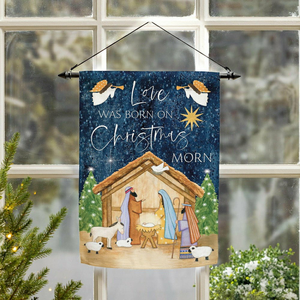 Love Was Born Suede Garden Flag | Plow & Hearth