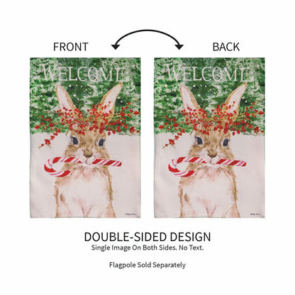 Candy Cane Rabbit Burlap Garden Flag | Plow & Hearth