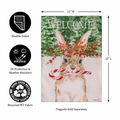 Candy Cane Rabbit Burlap Garden Flag | Plow & Hearth