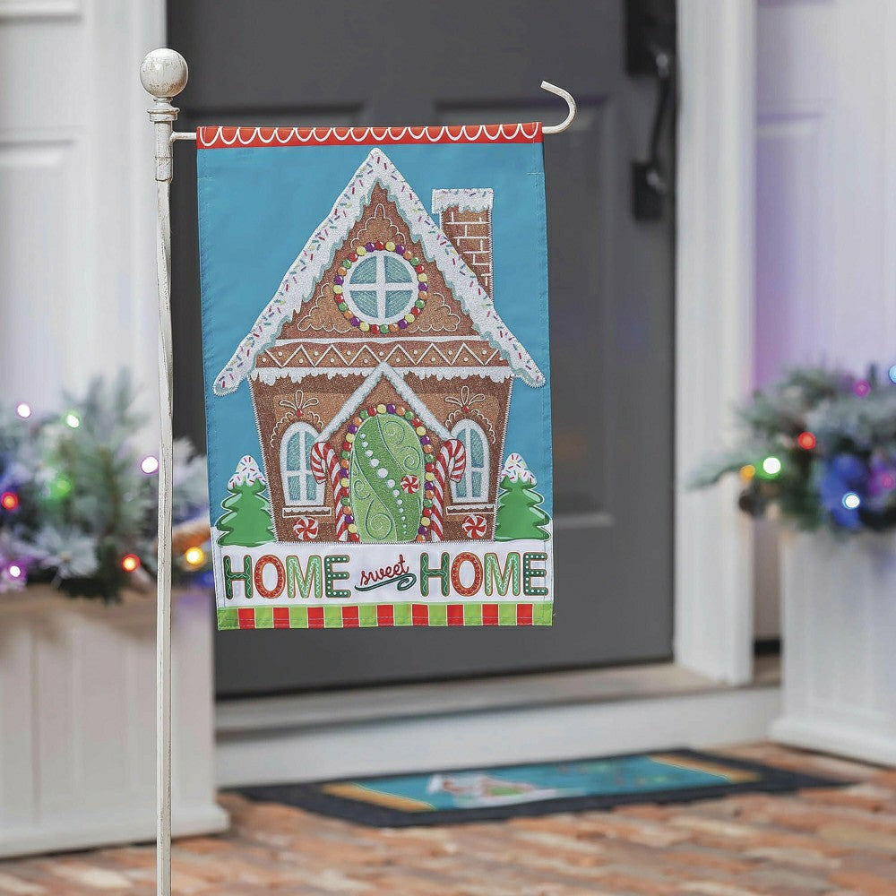 Gingerbread Home Sweet Home Applique Garden Flag | Plow & Hearth