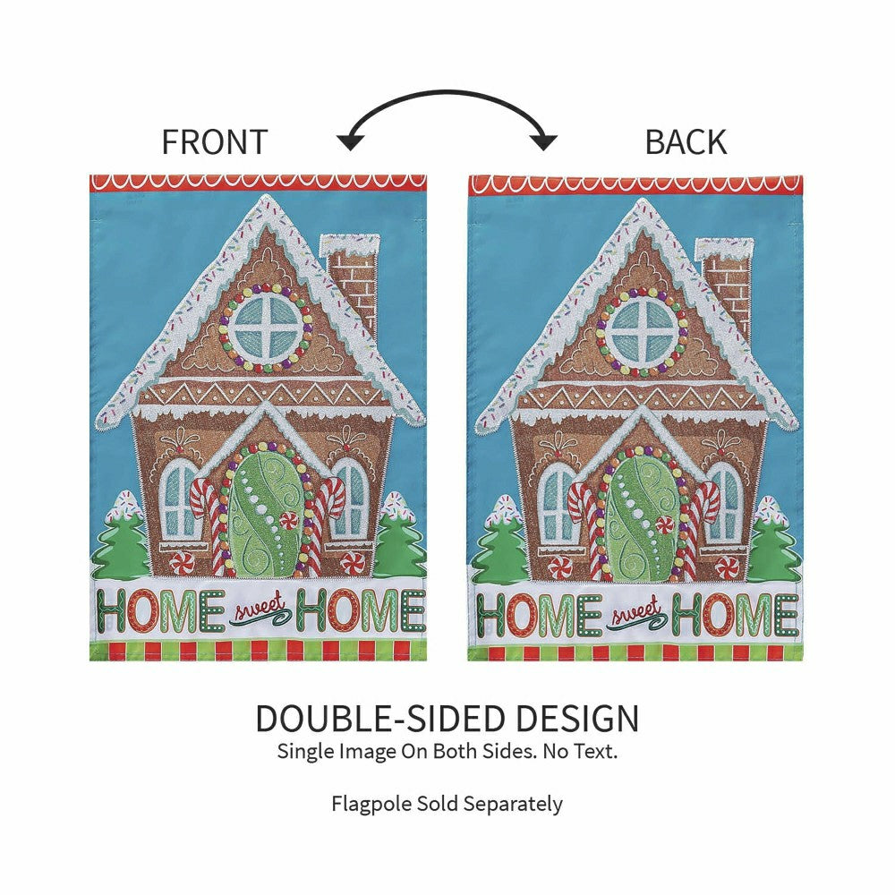 Gingerbread Home Sweet Home Applique Garden Flag | Plow & Hearth