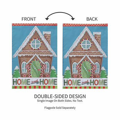 Gingerbread Home Sweet Home Applique Garden Flag | Plow & Hearth