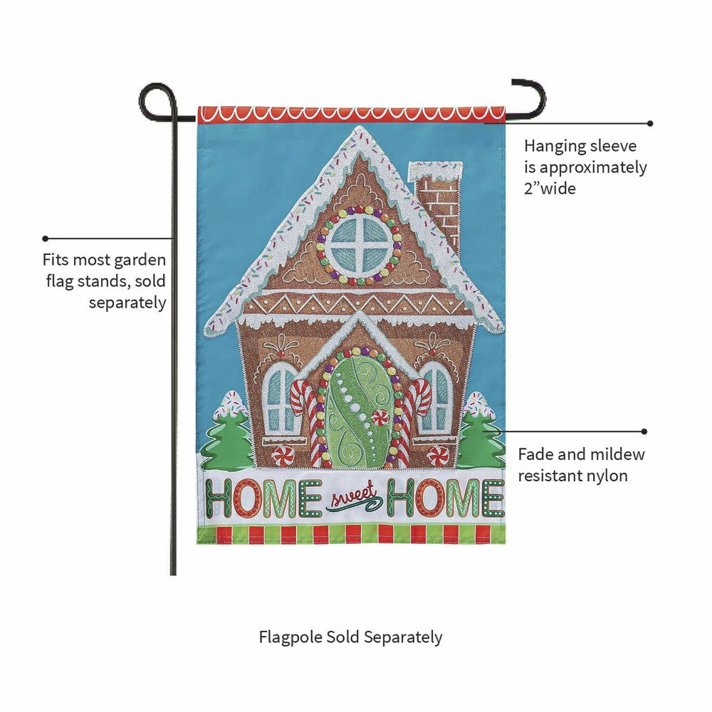 Gingerbread Home Sweet Home Applique Garden Flag | Plow & Hearth