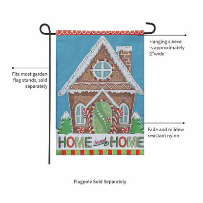 Gingerbread Home Sweet Home Applique Garden Flag | Plow & Hearth