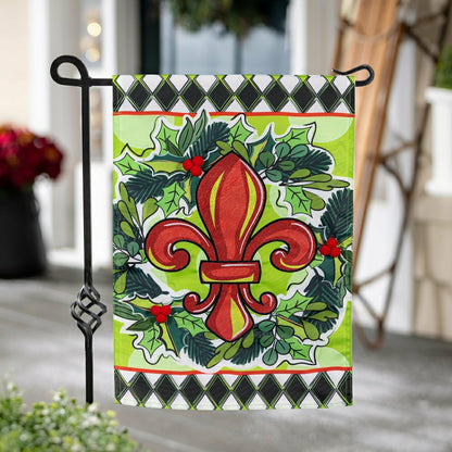 Holiday Fleur De Lis Applique Garden Flag | Plow & Hearth