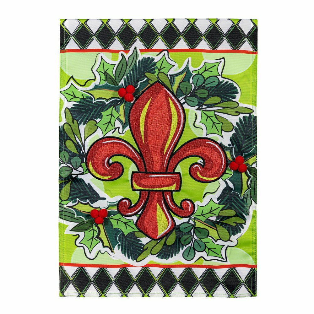 Holiday Fleur De Lis Applique Garden Flag | Plow & Hearth