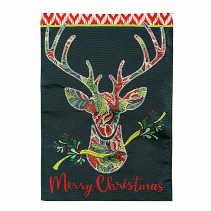 Patterned Reindeer Applique Garden Flag | Plow & Hearth