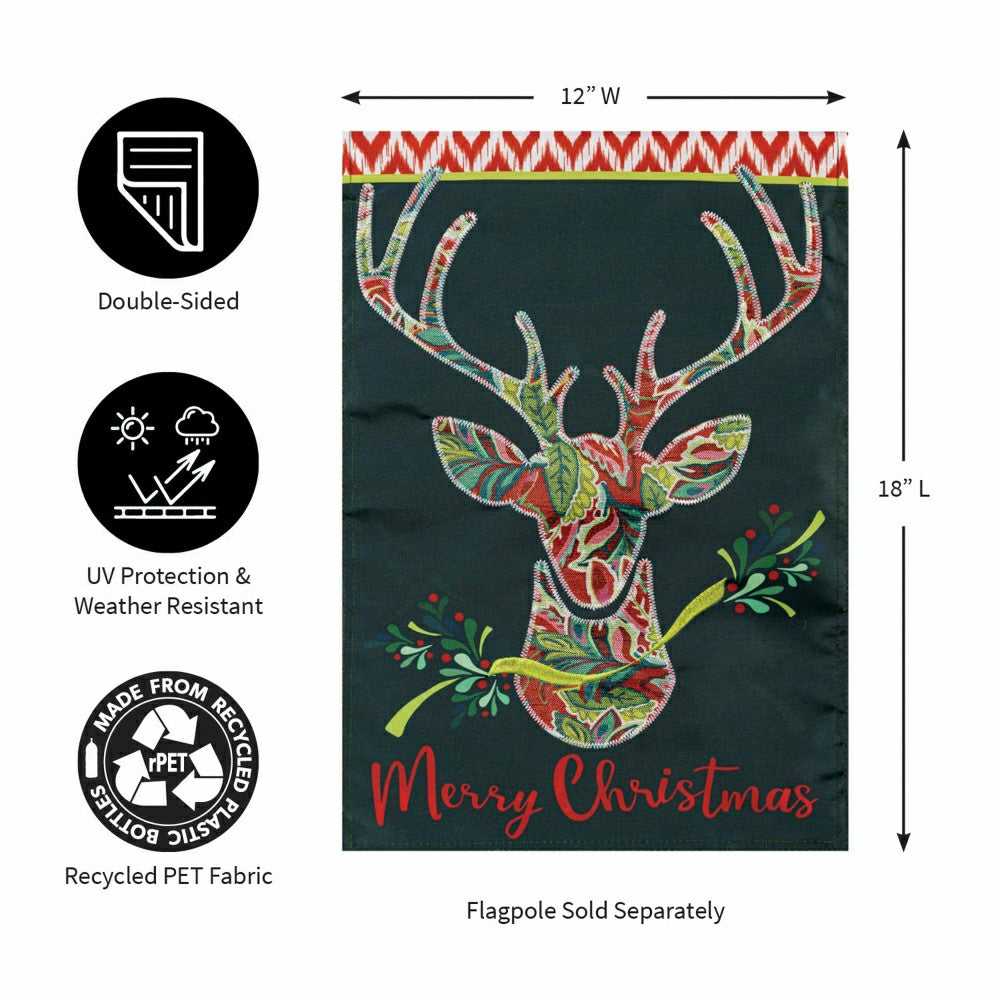 Patterned Reindeer Applique Garden Flag | Plow & Hearth