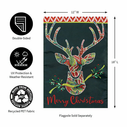 Patterned Reindeer Applique Garden Flag | Plow & Hearth