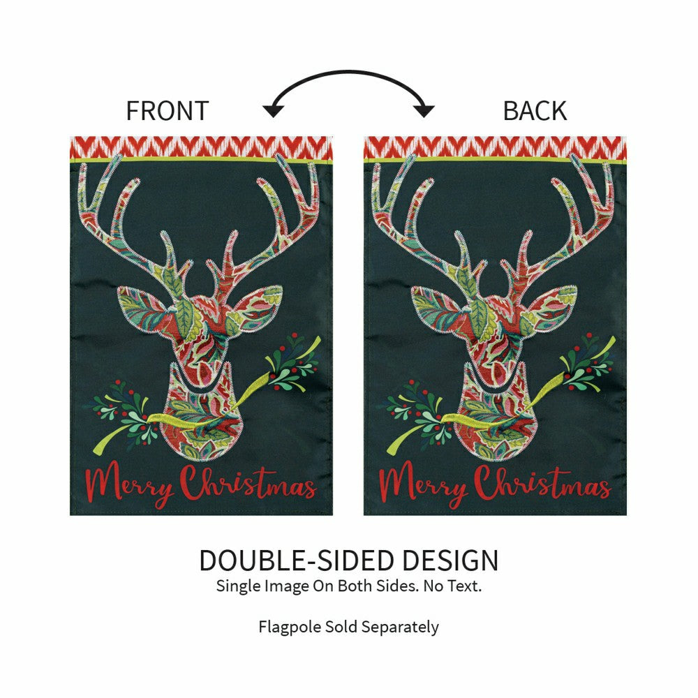 Patterned Reindeer Applique Garden Flag | Plow & Hearth