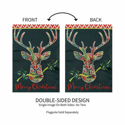 Patterned Reindeer Applique Garden Flag | Plow & Hearth