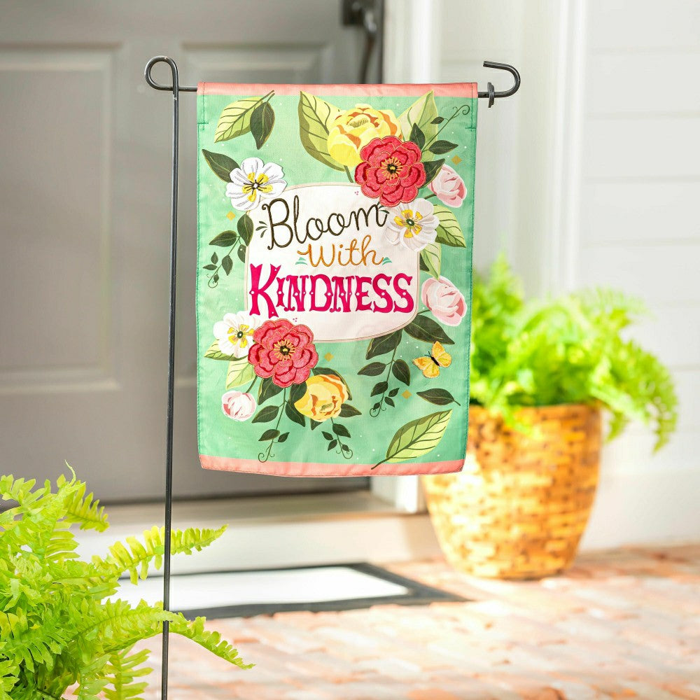 Bloom with Kindness Applique Garden Flag | Plow & Hearth