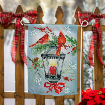 Cardinal Lantern Suede Garden Flag | Plow & Hearth