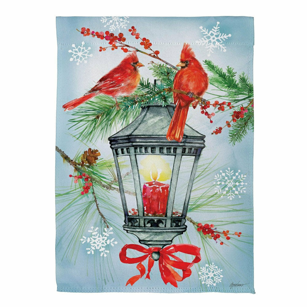 Cardinal Lantern Suede Garden Flag | Plow & Hearth