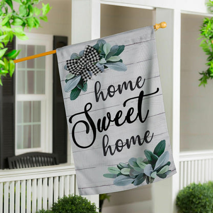 “Home Sweet Home” Eucalyptus Burlap House Flag | Plow & Hearth