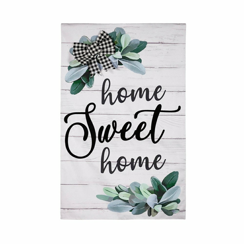 “Home Sweet Home” Eucalyptus Burlap House Flag | Plow & Hearth