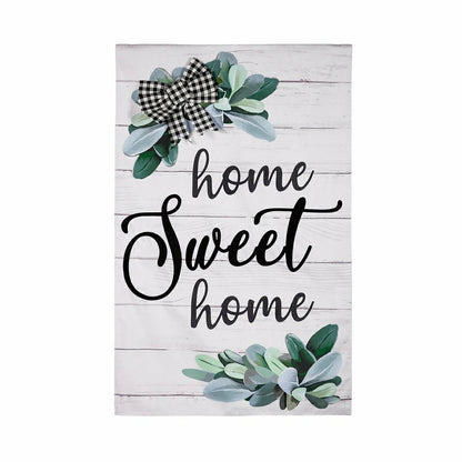 “Home Sweet Home” Eucalyptus Burlap House Flag | Plow & Hearth