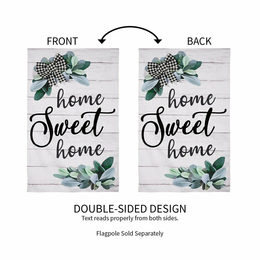 “Home Sweet Home” Eucalyptus Burlap House Flag | Plow & Hearth