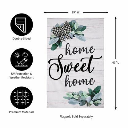 “Home Sweet Home” Eucalyptus Burlap House Flag | Plow & Hearth