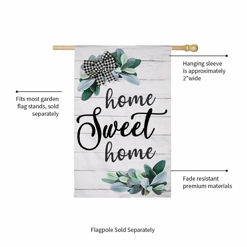 “Home Sweet Home” Eucalyptus Burlap House Flag | Plow & Hearth