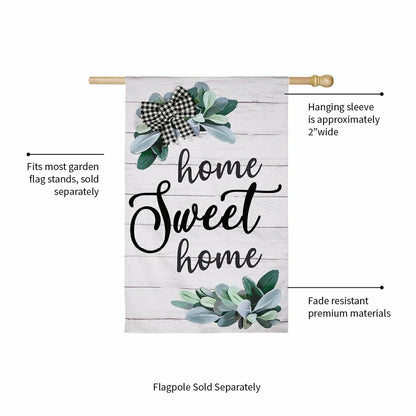 “Home Sweet Home” Eucalyptus Burlap House Flag | Plow & Hearth