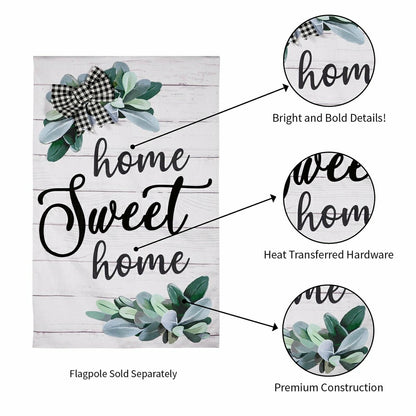 “Home Sweet Home” Eucalyptus Burlap House Flag | Plow & Hearth