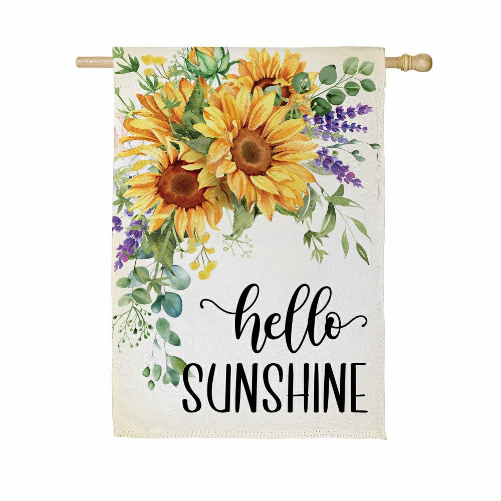 Hello Sunshine Sunflower Suede House Flag | Plow & Hearth