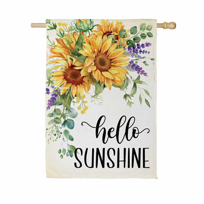 Hello Sunshine Sunflower Suede House Flag | Plow & Hearth