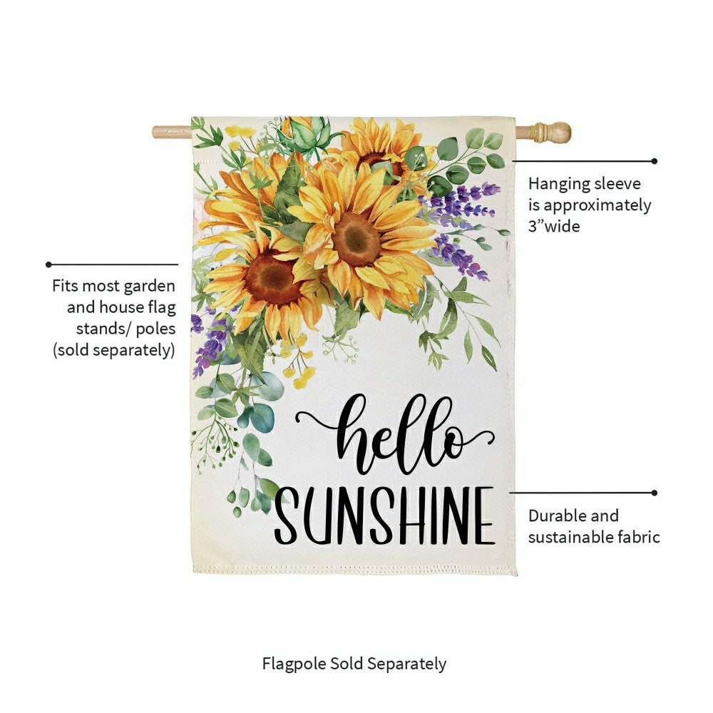 Hello Sunshine Sunflower Suede House Flag | Plow & Hearth