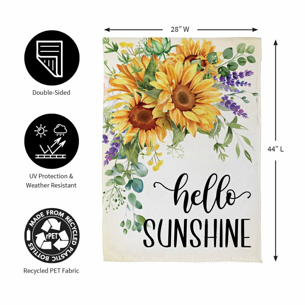 Hello Sunshine Sunflower Suede House Flag | Plow & Hearth