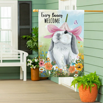 Hop Into Spring Flower Time Suede House Flag | Plow & Hearth