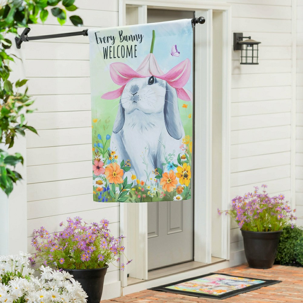 Hop Into Spring Flower Time Suede House Flag | Plow & Hearth