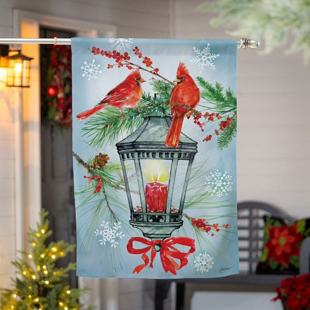Cardinal Lantern Suede House Flag | Plow & Hearth
