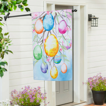Hop Into Spring Egg Tree Suede House Flag | Plow & Hearth