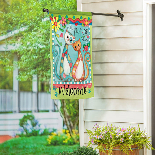 Purr-fect Day Suede House Flag | Plow & Hearth