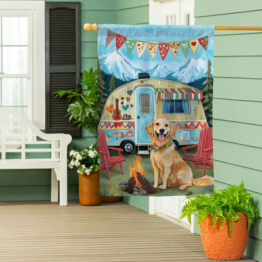 Camping Dog Suede House Flag | Plow & Hearth