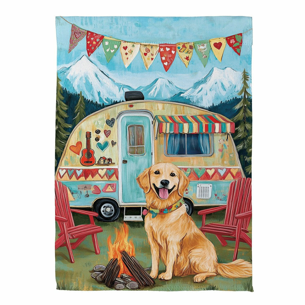 Camping Dog Suede House Flag | Plow & Hearth
