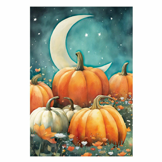 Watercolor Pumpkin Patch Suede House Flag | Plow & Hearth