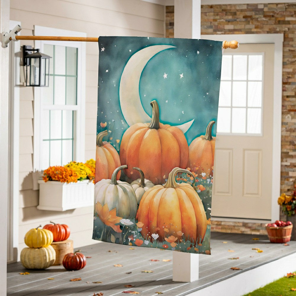 Watercolor Pumpkin Patch Suede House Flag | Plow & Hearth